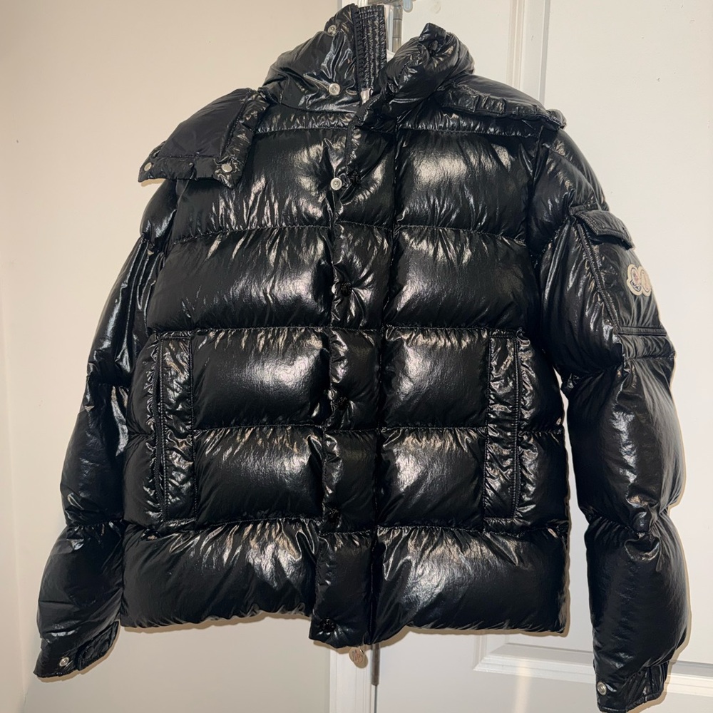 Moncler Shiny Black Hooded Jacket
